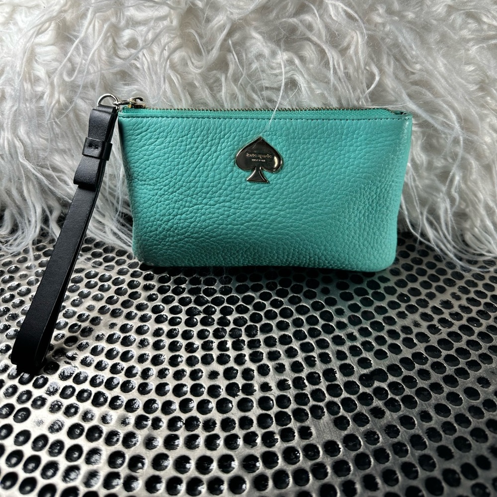 Kate Spade Wristlet, Turquoise pebble leather